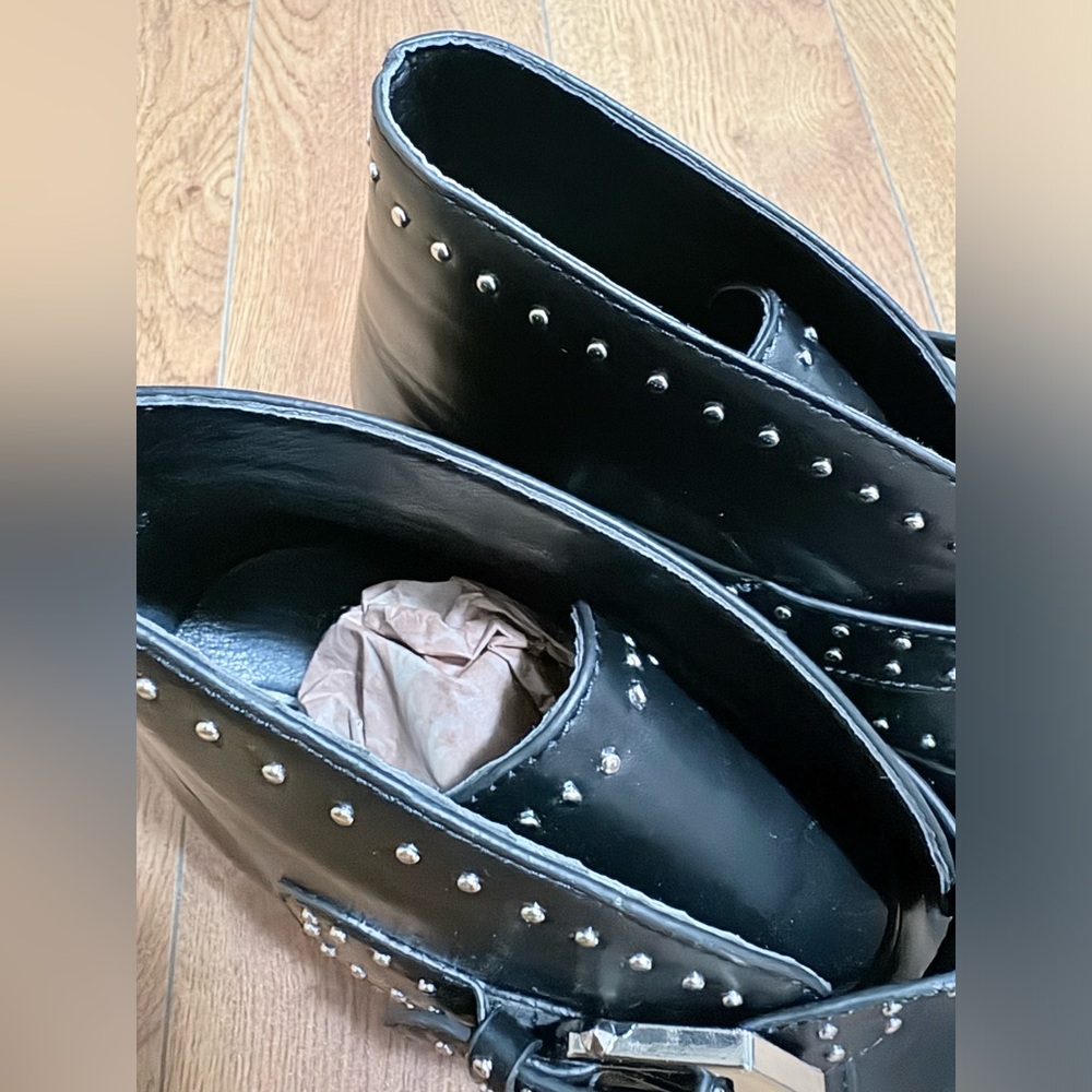 Studded Black Ankle Boots - Picture 3 of 5